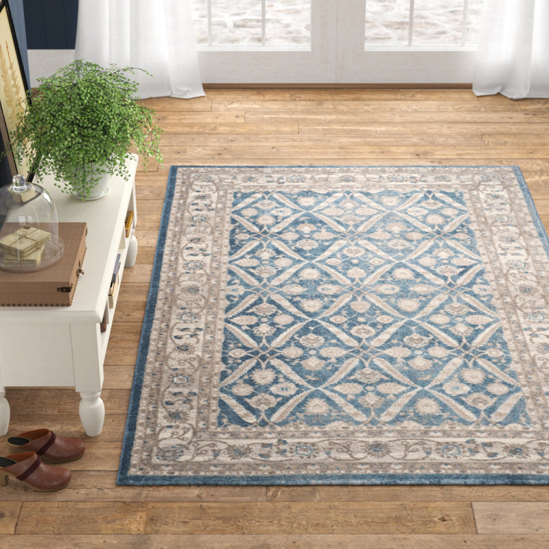 Sofia Power Loom Blue/Beige Area Rug & Reviews Birch Lane
